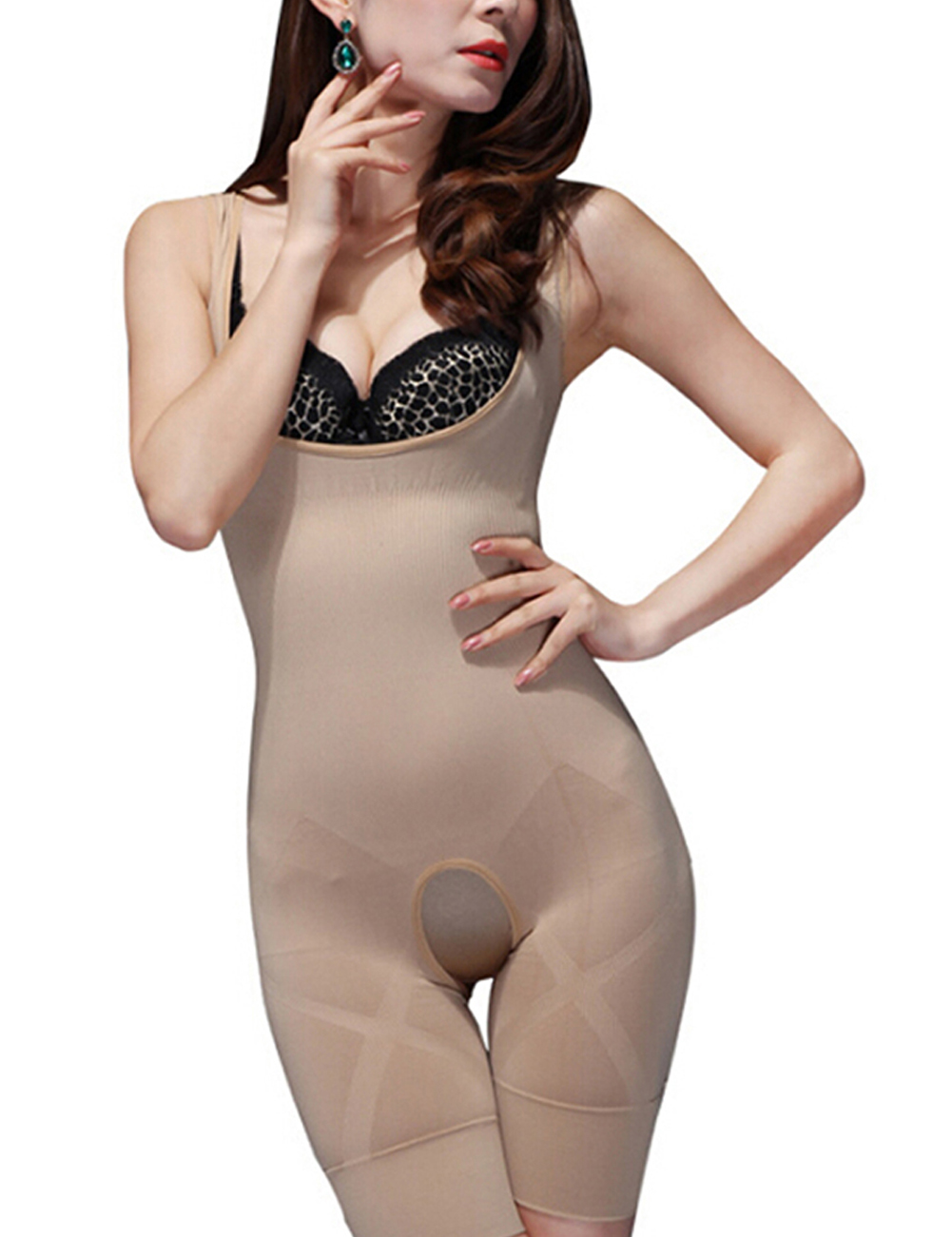 Black Open Crotch Body Shapewear Solid Color Instant Slimmer